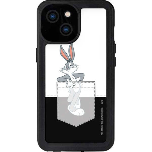 Looney Tunes Bugs Bunny Black White iPhone 15 Waterproof Case